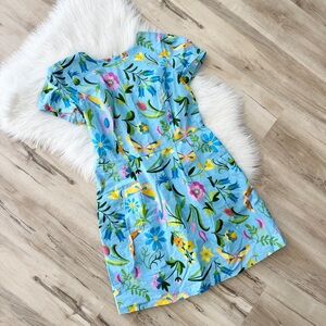 Birds Of North America Butterfly Floral Dress Size 10 Made In Canada 1-3230